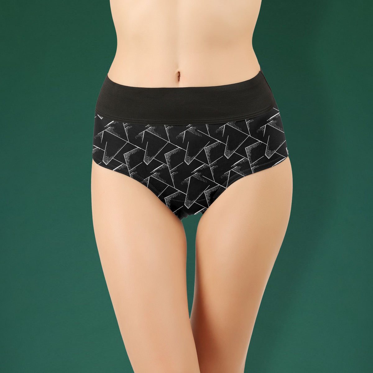 BOX PRINTED BLACK HIPSTER PANTY