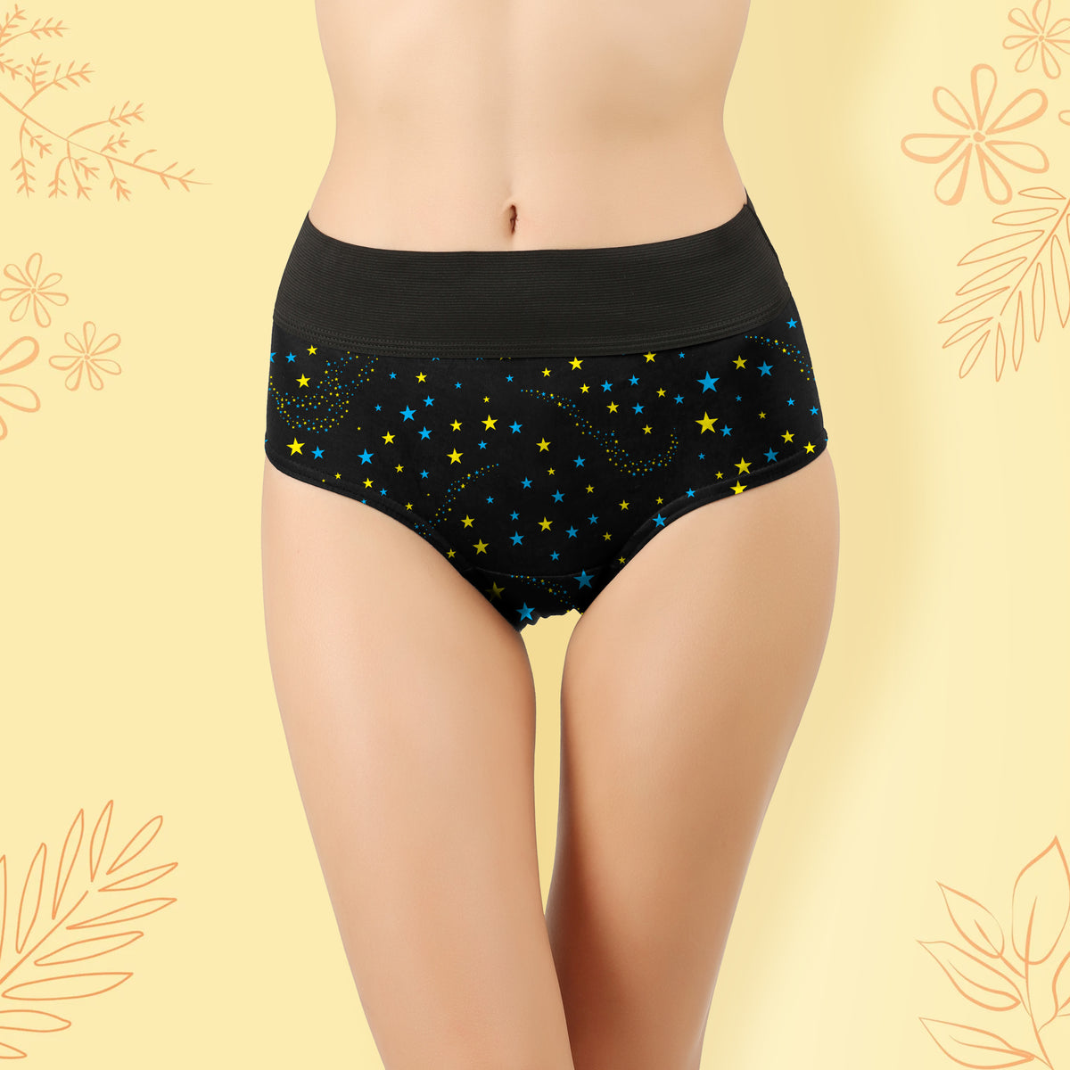 STAR PRINT BLACK HIPSTER PANTIES