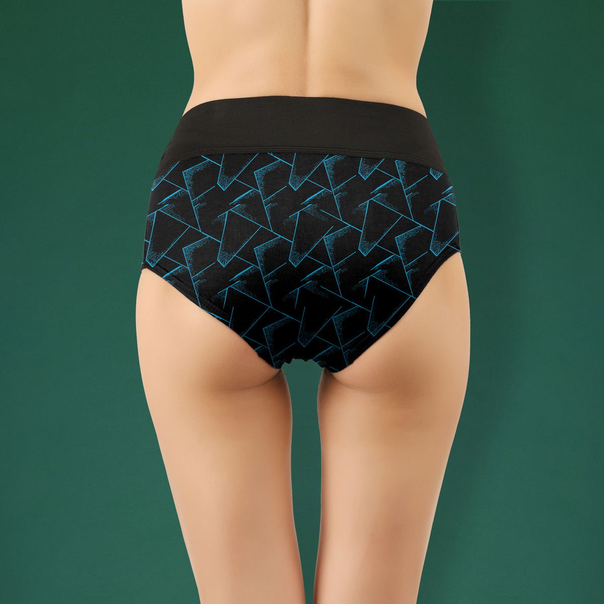 BOX PRINTED BLACK HIPSTER PANTY