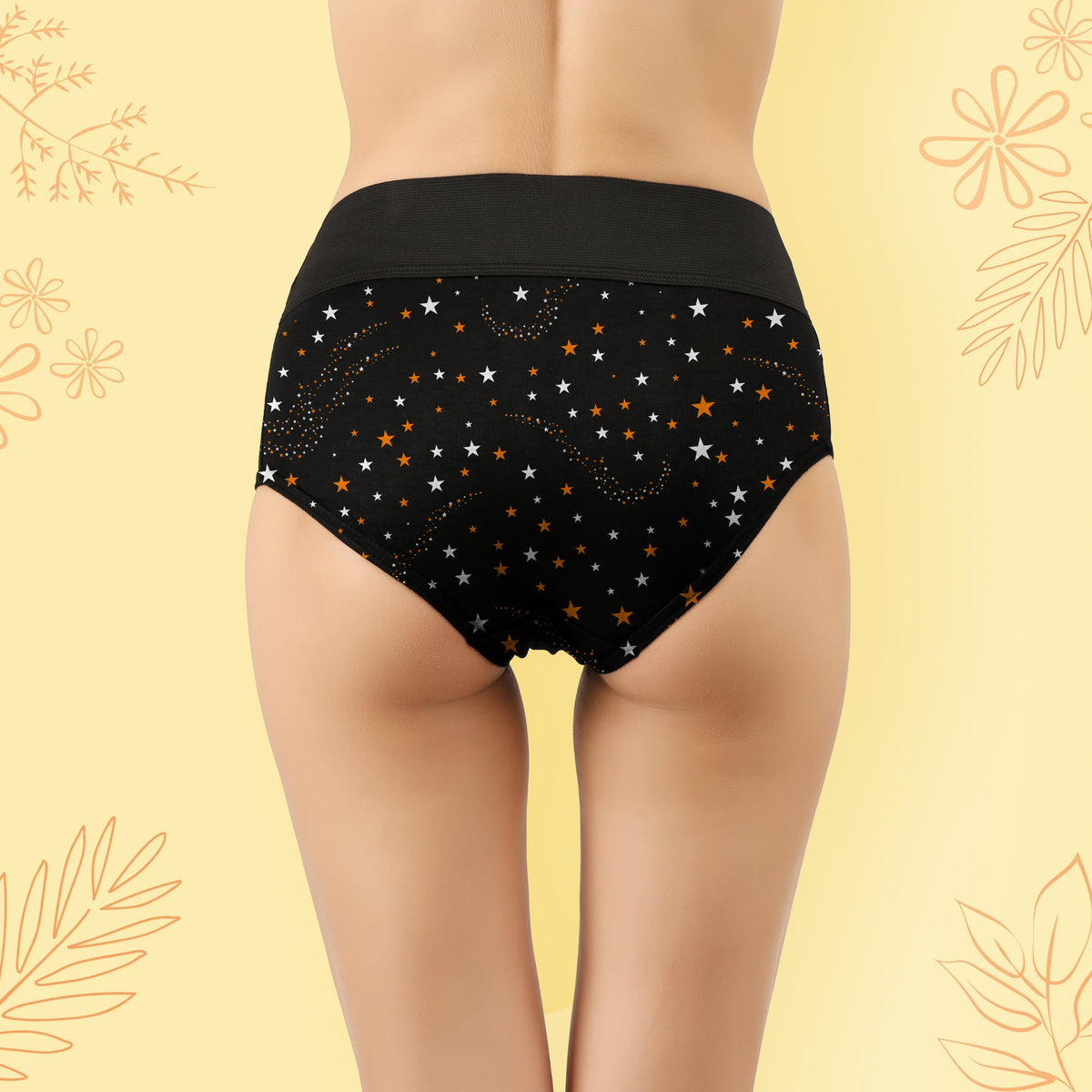 STAR PRINT BLACK HIPSTER PANTIES