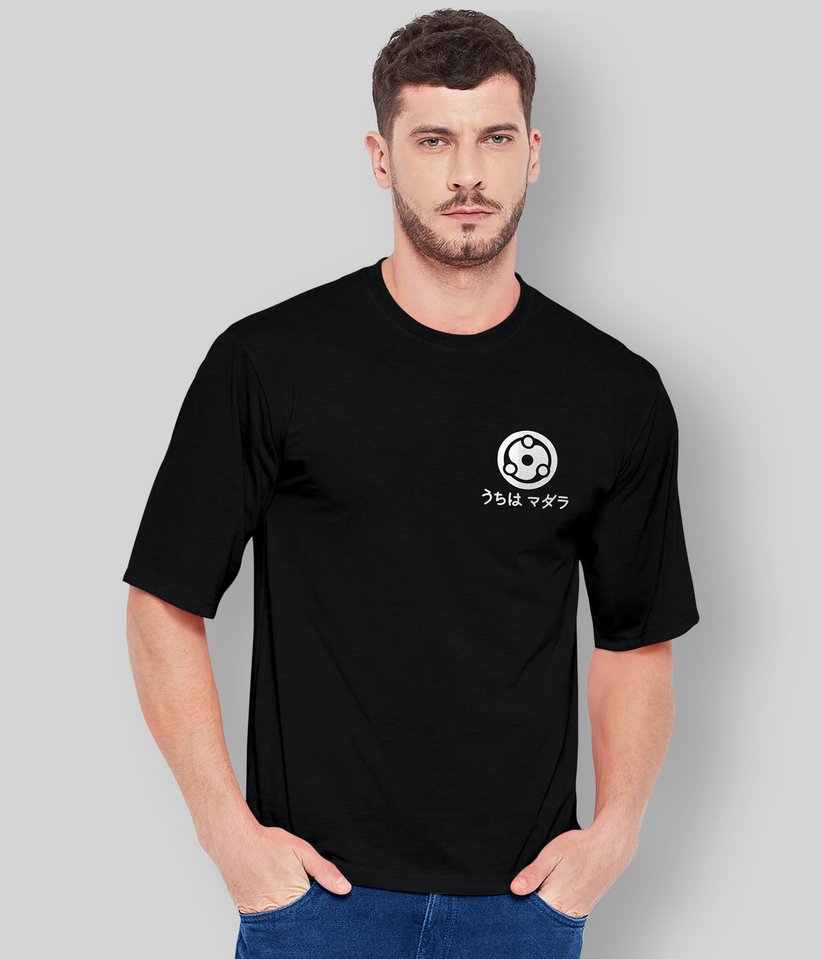 MENS BLACK T-SHIRTFRONT & BACK PRINT