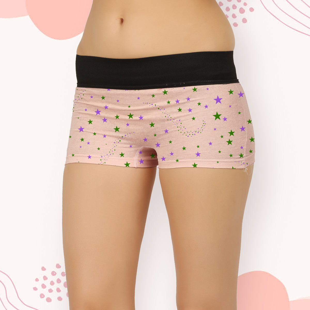 LIGHT COLOUR STAR PRINT HIPSTER BOYSHORTSPANTY