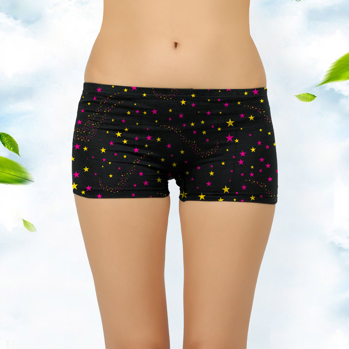 STAR PRINT BLACK BOYSHORTS PANTY