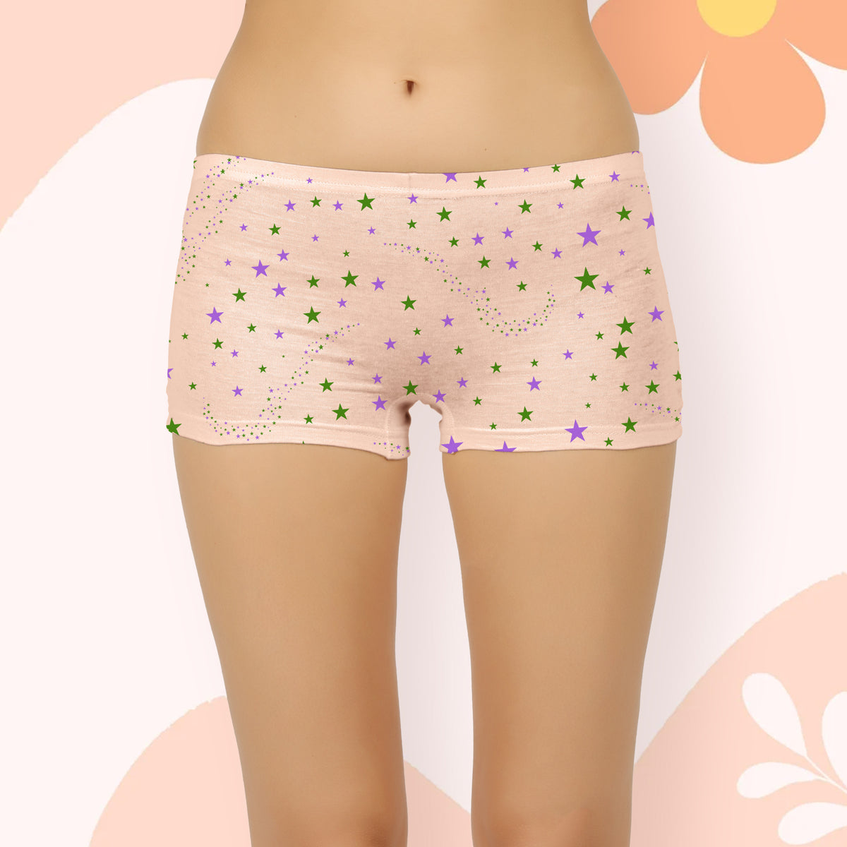 LIGHT COLOUR STAR PRINT BOYSHORTS PANTY