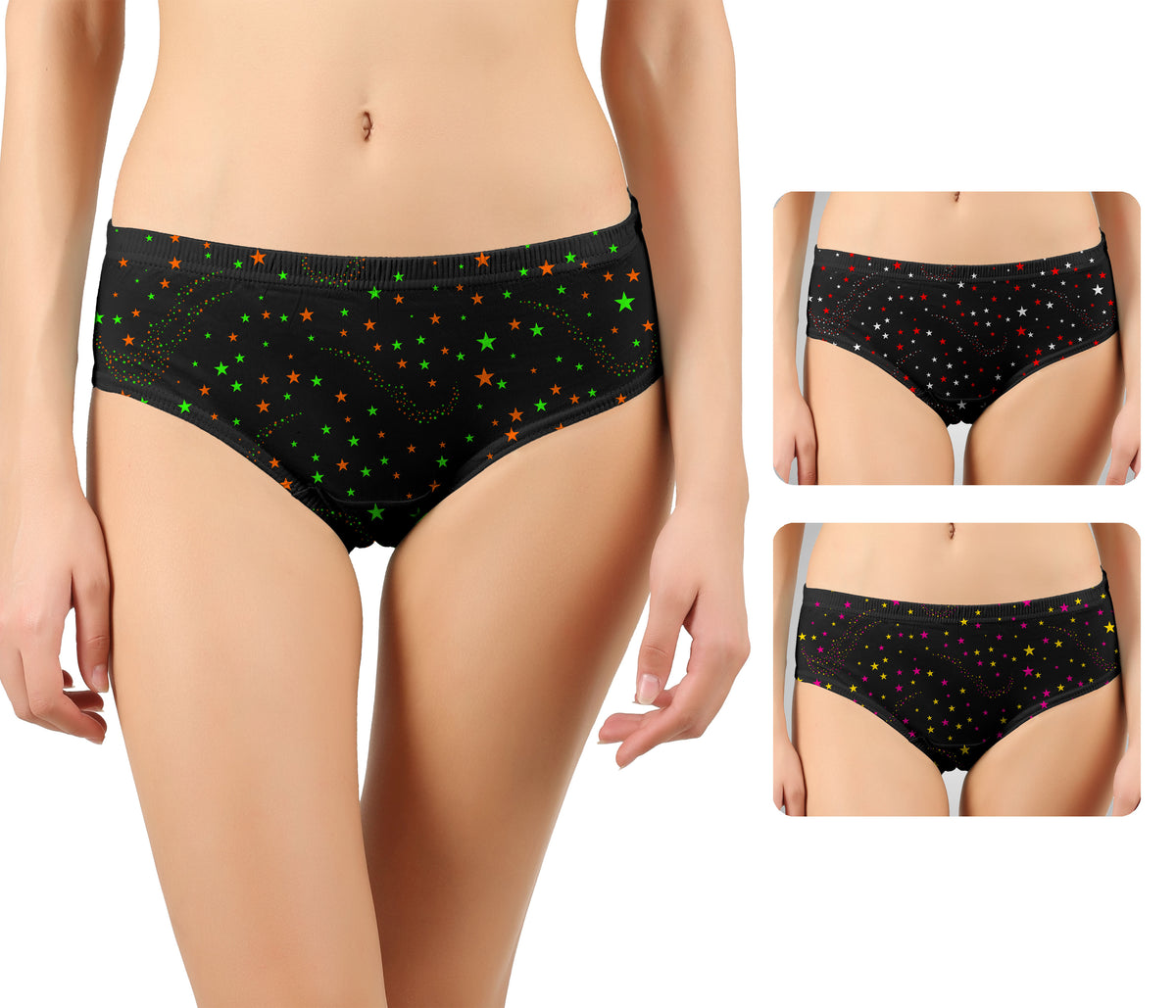 STAR PRINT BLACK PANTIES