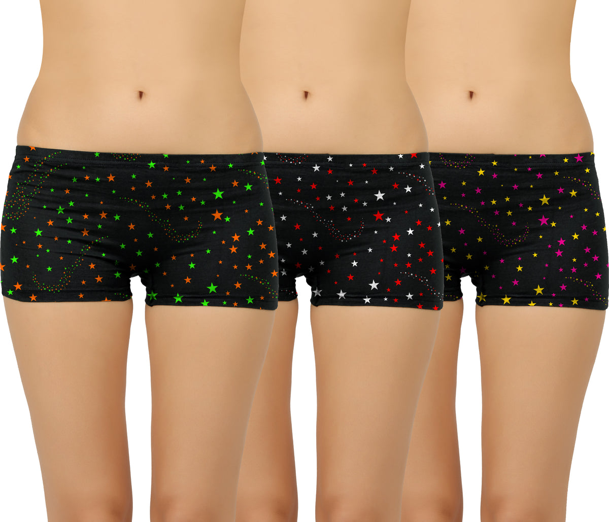 STAR PRINT BLACK BOYSHORTS PANTY