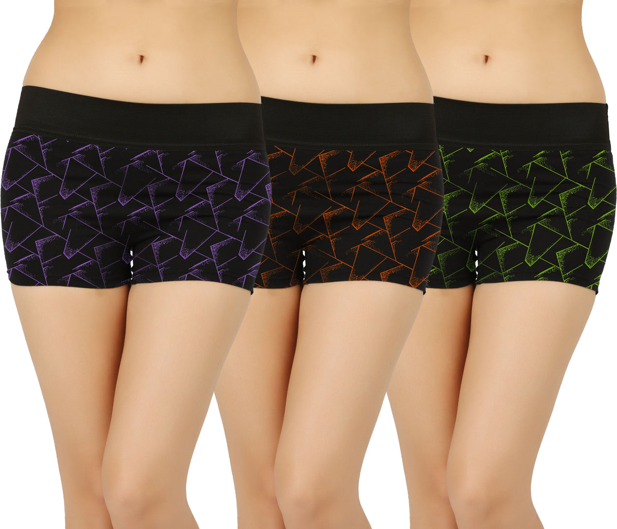 BOX PRINTED BLACK HIPSTERS BOYSHORTS PANTY