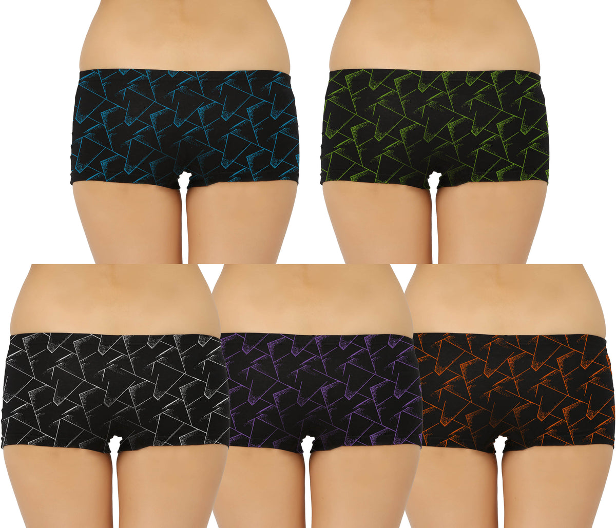 BOX PRINTED BLACK BOYSHORTS PANTY