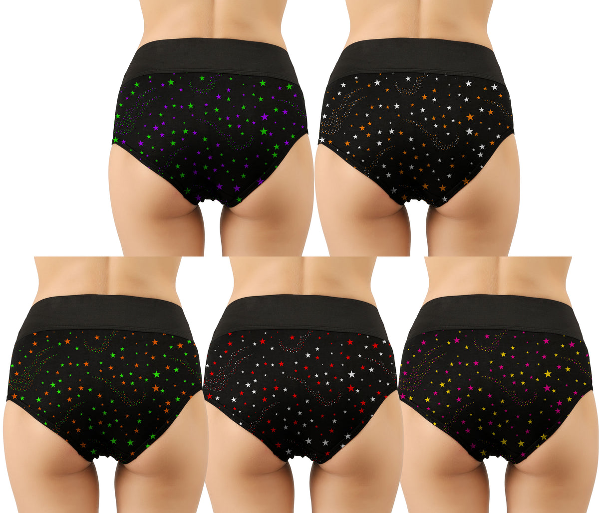 STAR PRINT BLACK HIPSTER PANTIES