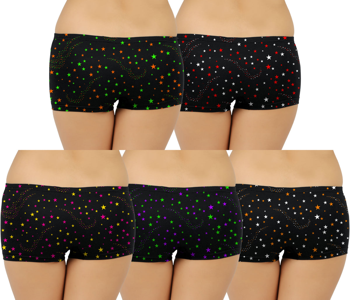 STAR PRINT BLACK BOYSHORTS PANTY