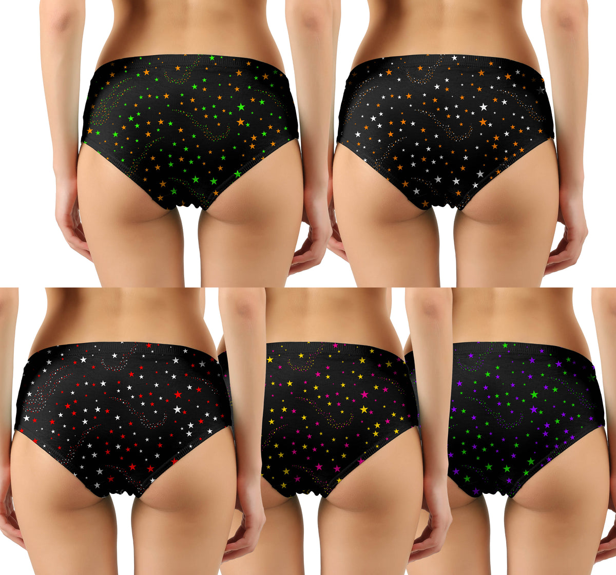 STAR PRINT BLACK PANTIES