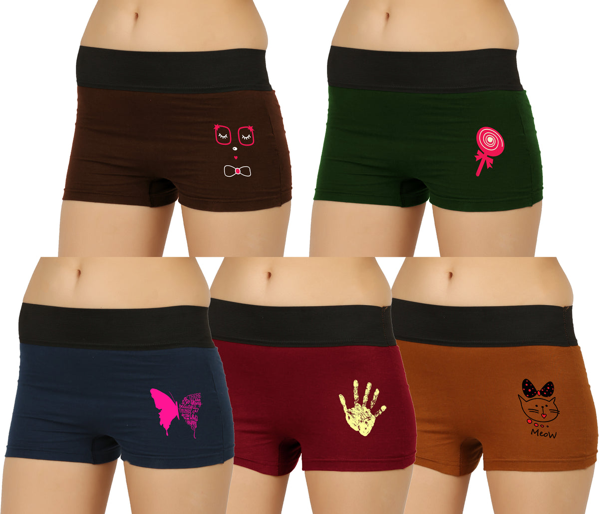 DARK COLOUR HIPSTER PRINTED BOYSHORTS PANTY