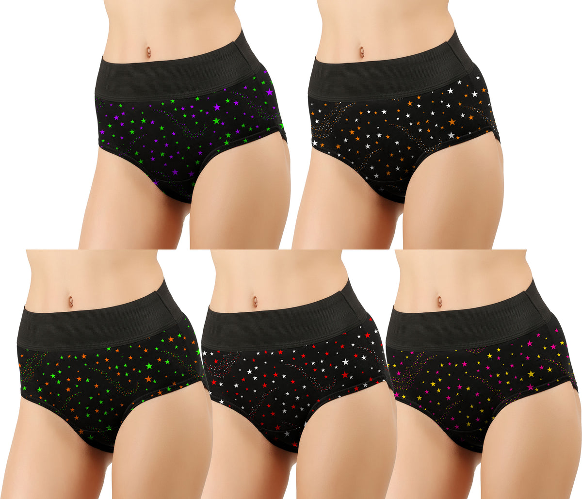 STAR PRINT BLACK HIPSTER PANTIES