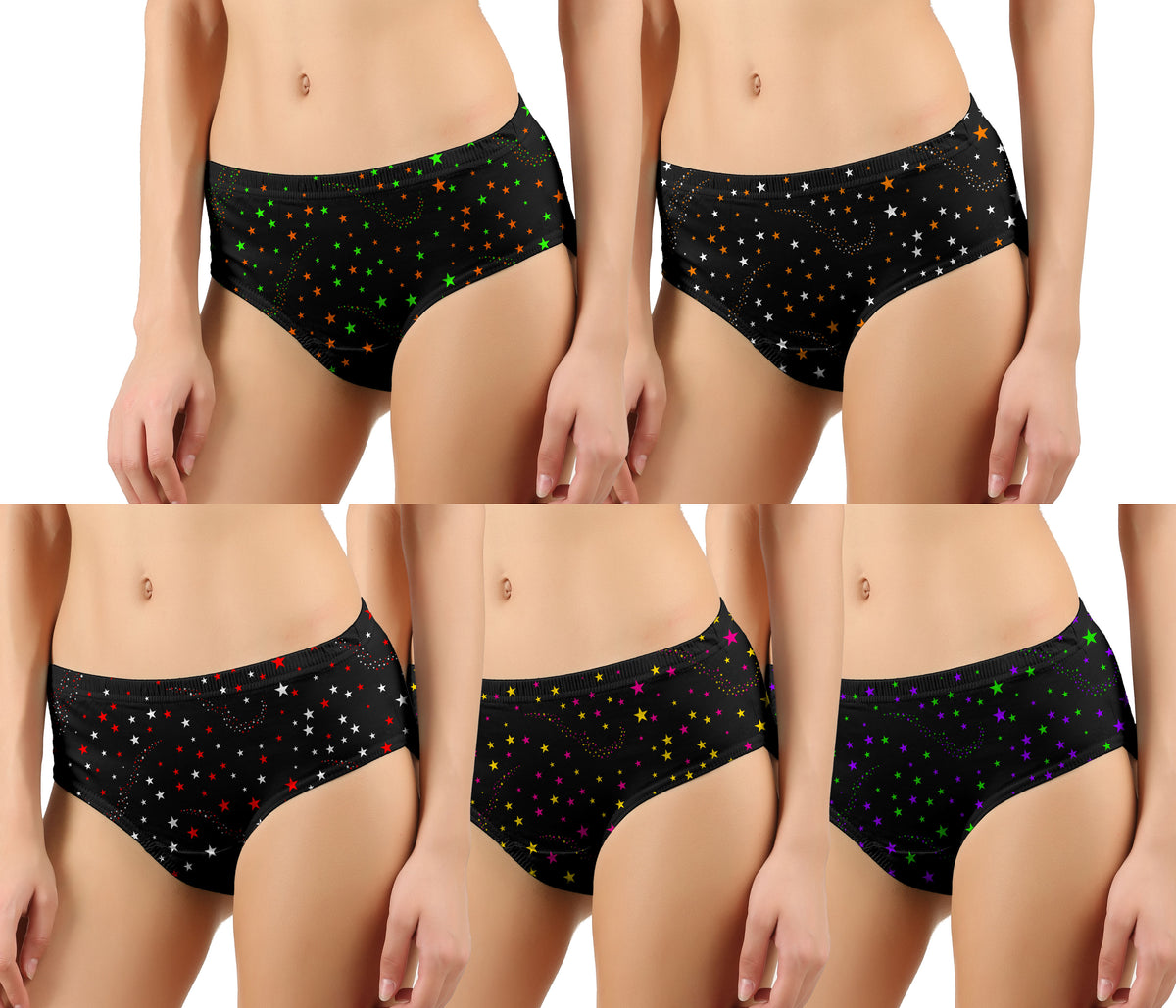 STAR PRINT BLACK PANTIES