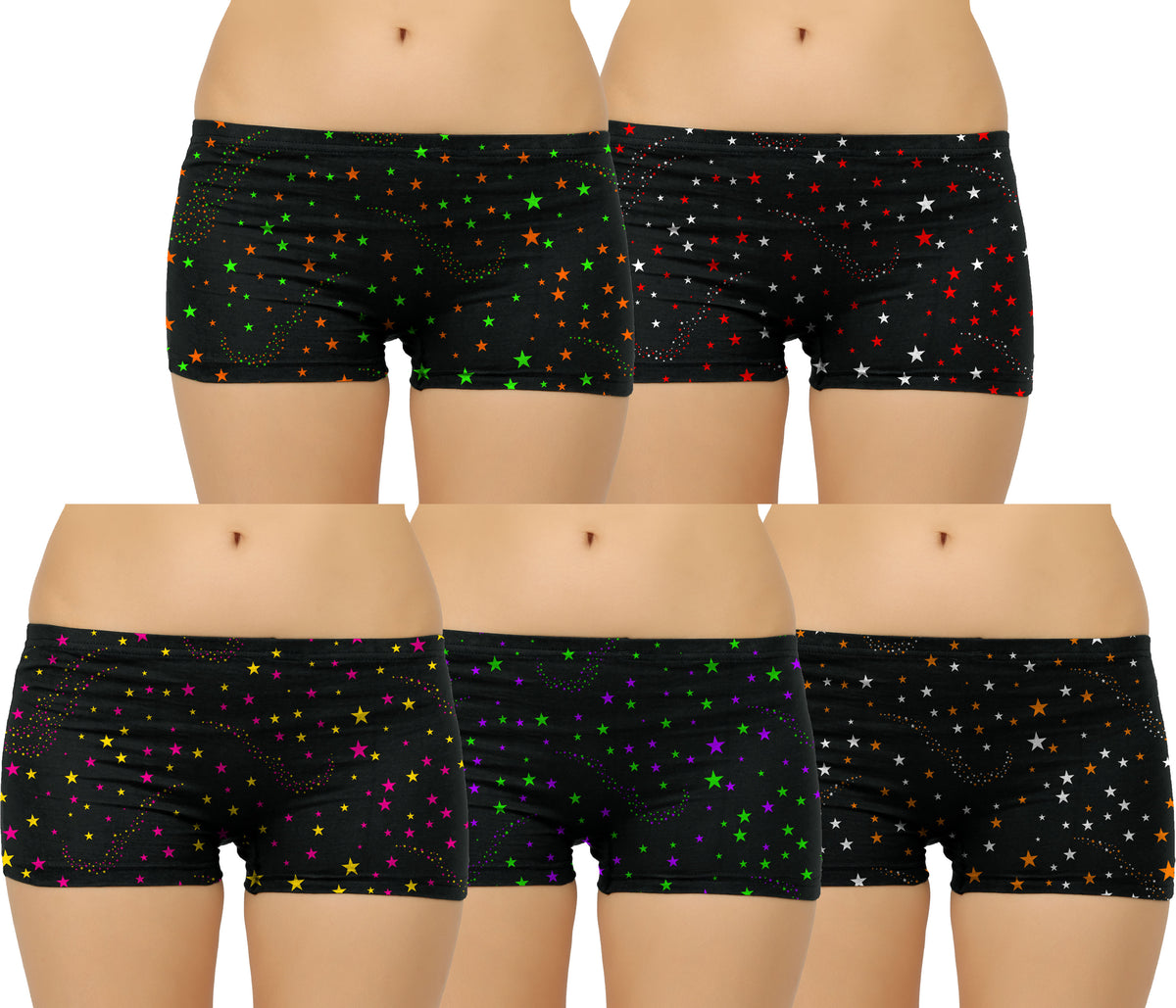 STAR PRINT BLACK BOYSHORTS PANTY