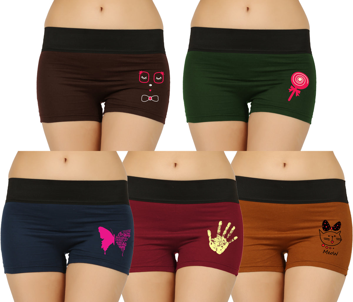 DARK COLOUR HIPSTER PRINTED BOYSHORTS PANTY