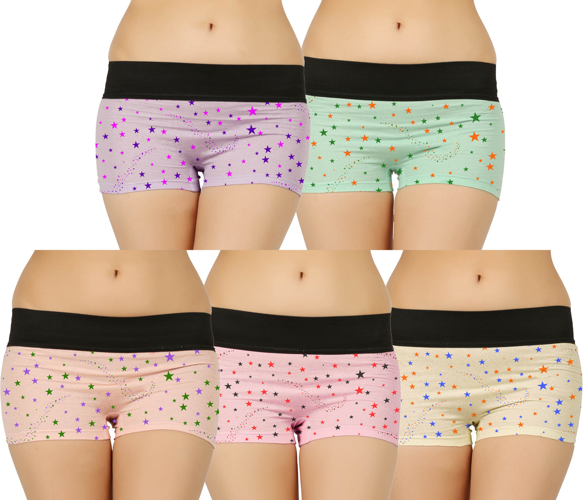 LIGHT COLOUR STAR PRINT HIPSTER BOYSHORTSPANTY