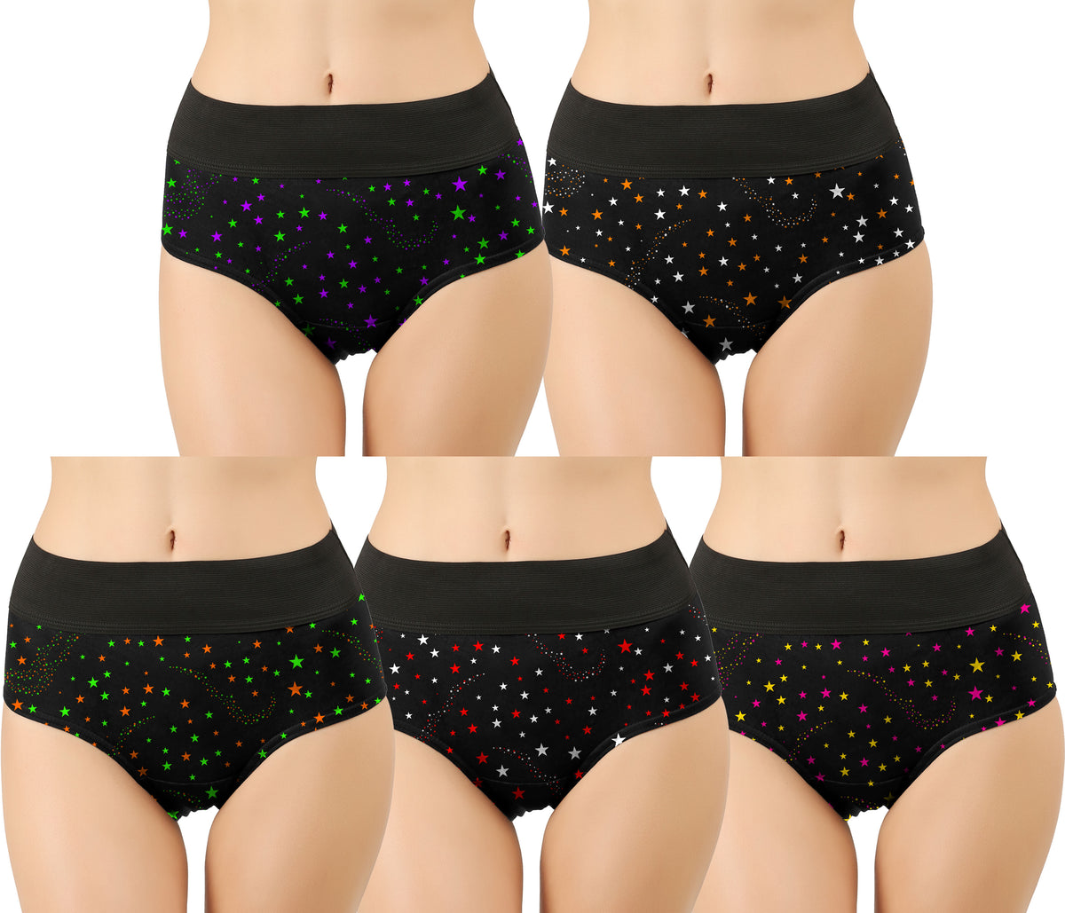 STAR PRINT BLACK HIPSTER PANTIES