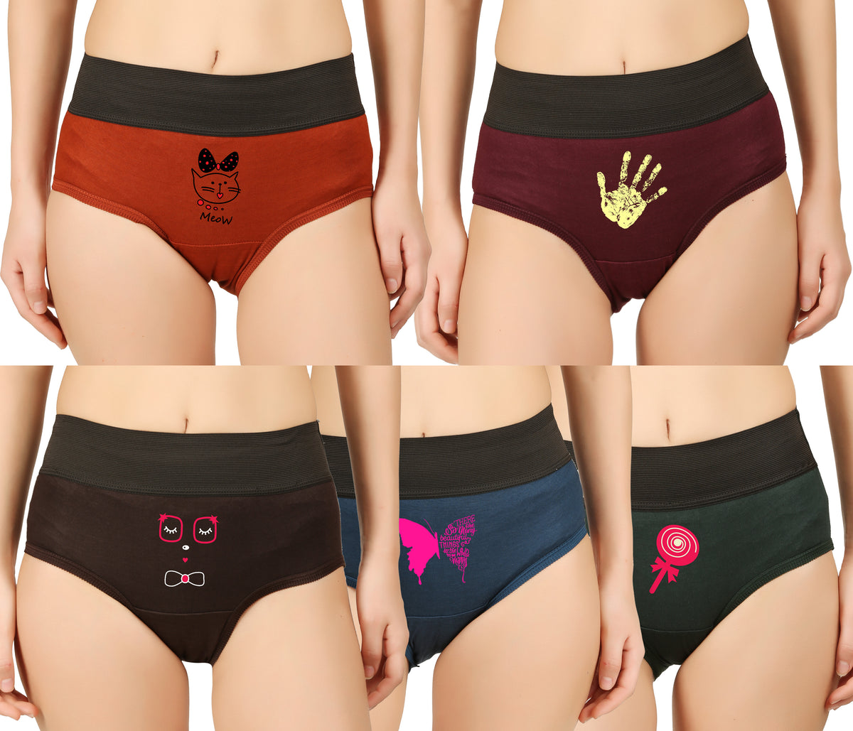 DARK COLOUR PRINTED HIPSTER PANTIES